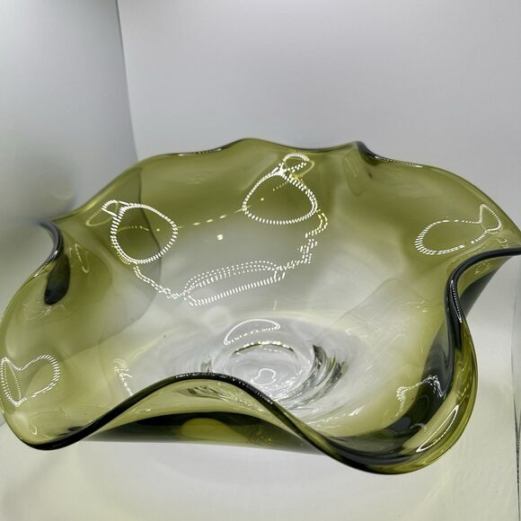 LENOX Organics Green Hue Centerpiece Bowl NON-LEAD CRYSTAL - Picture 4 of 9